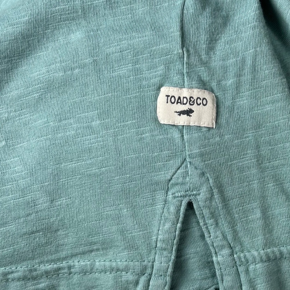 Toad&Co Mens XXL Short Sleeve Slub Knit Polo Shirt Teal Green Chest Pocket - Picture 4 of 5
